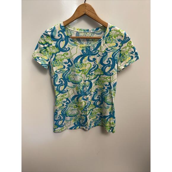 Lilly Pulitzer Shirt Women’s Size S Karrie Top Green Blouse - Picture 5 of 5